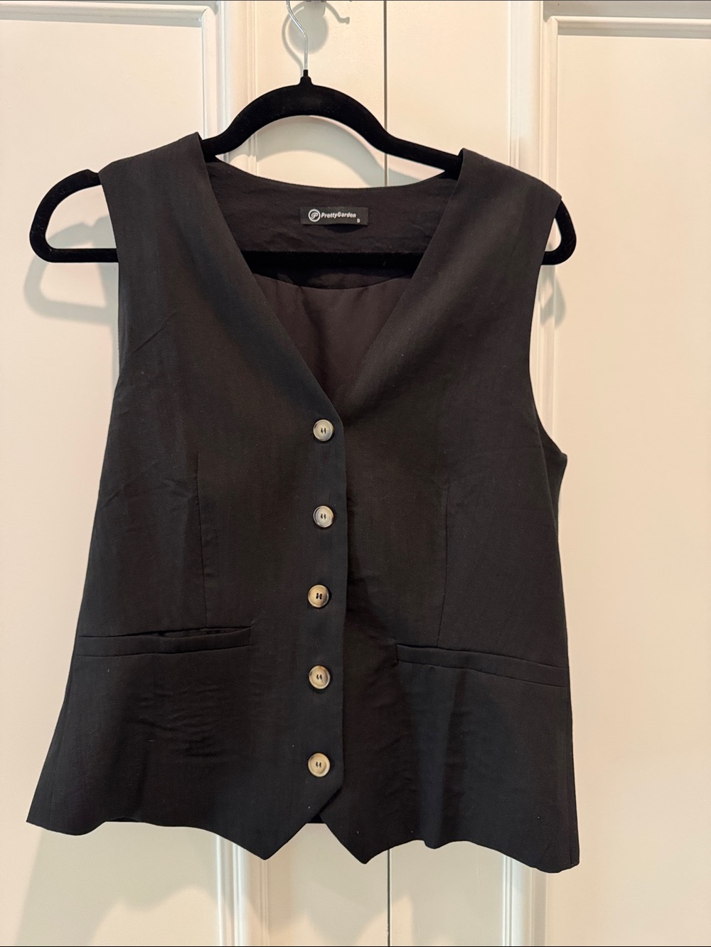 Black Button-Front Sleeveless Vest